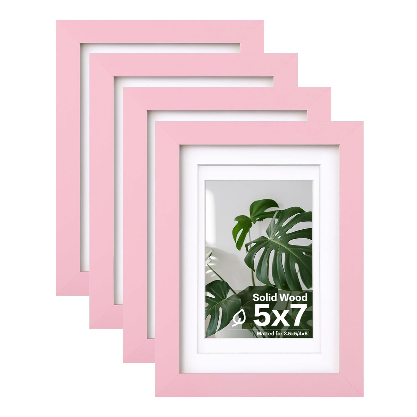 Cadres photo 12,7x17,8 cm rose avec passe-partout lot de 4