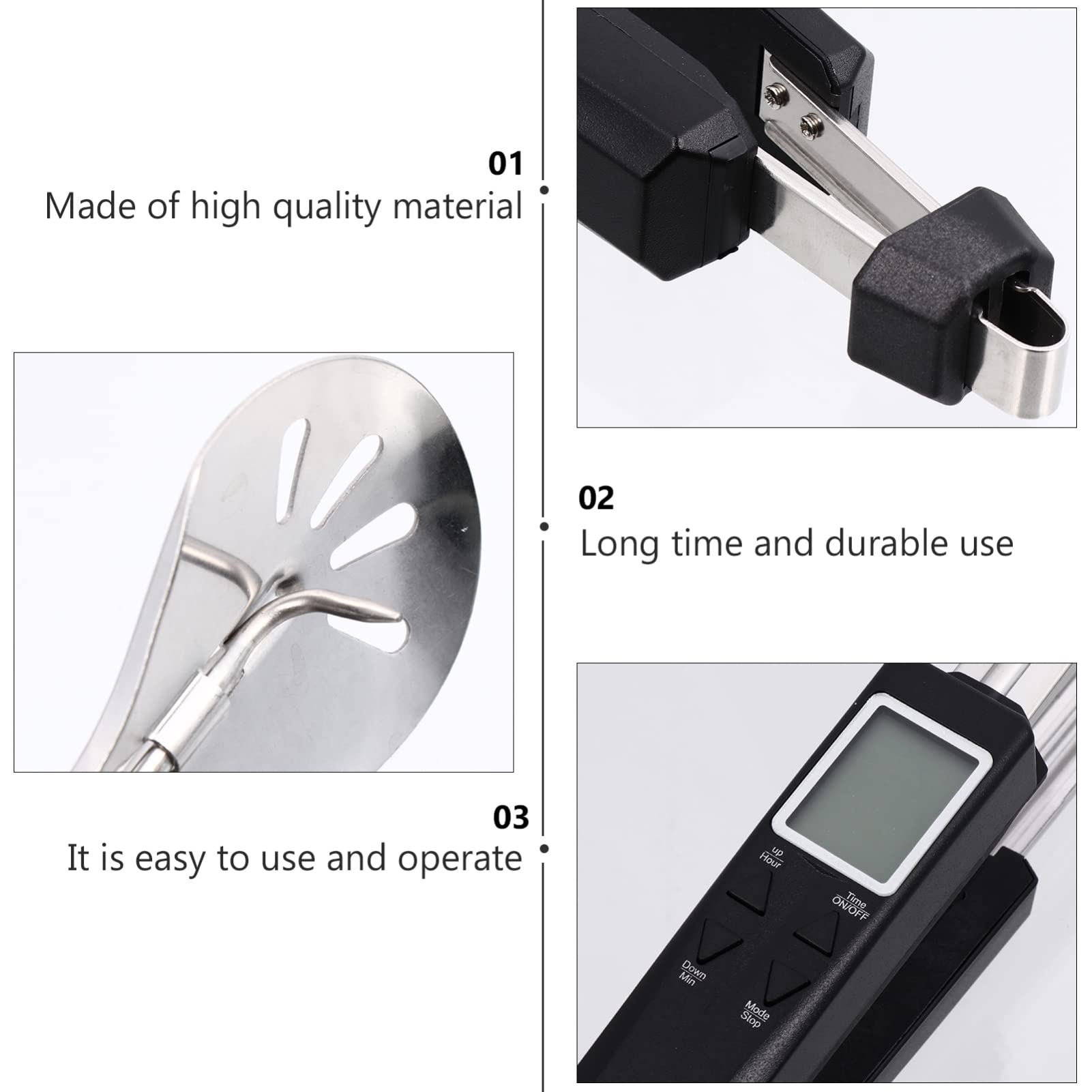 VALICLUD Multifunktionale Grillzange mit Thermometer für Bbq und Steak Präziser Edelstahl Sensor Hitzebeständig Inklusive 2 Stück Aaa Batterien