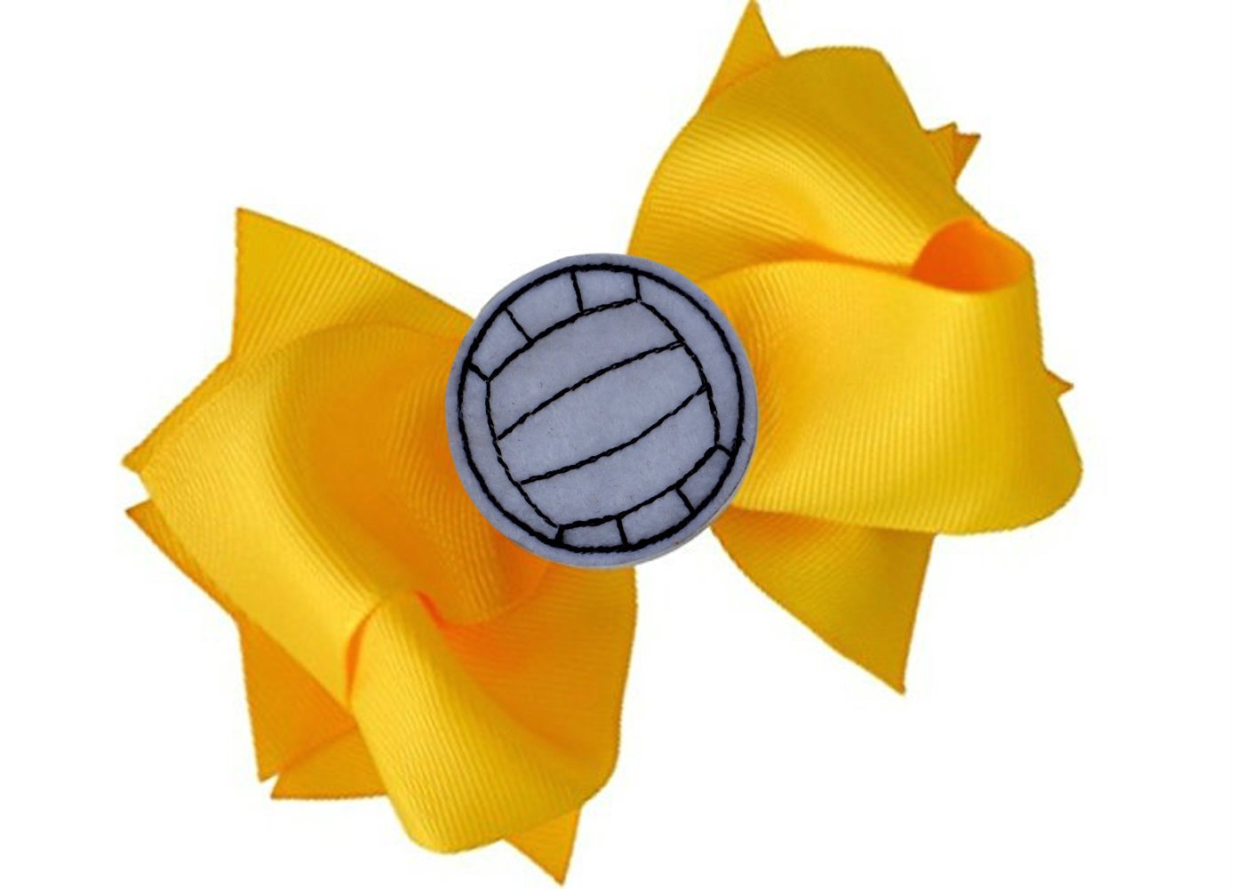 Funny Girl Designs VOLLEYBALL BOW Girls 4.5 Inch Grosgrain Volleyball Hair Bow with Embroidered Volleyball (YELLOW)