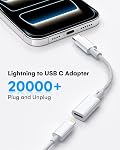 Lightning to USB C Adapter (2 Pack), Fast Charging & Data Transfer, USB C to Lightning Adapter Converter for iPhone 17/16/15 Series, i-Pad Pro/Air, Not for Headphone/Audio/OTG