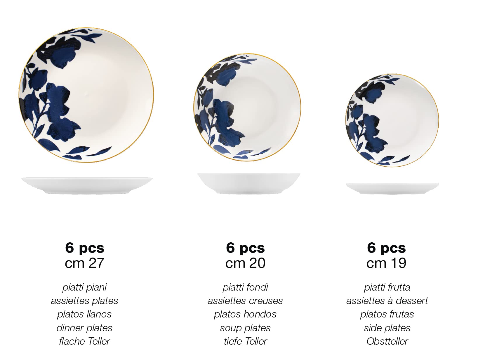 Home 9185700 Servizio Mirage, Porcellana, Decorata sotto Smalto Forma Coupe, 18 Pezzi, Porcelain