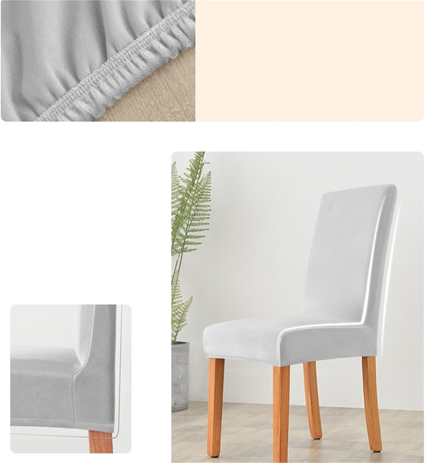 Thickened Velvet Chair Cover Elastic Household Hotel Dining Dust Dustproof and Wear Resistant(2,4pc)