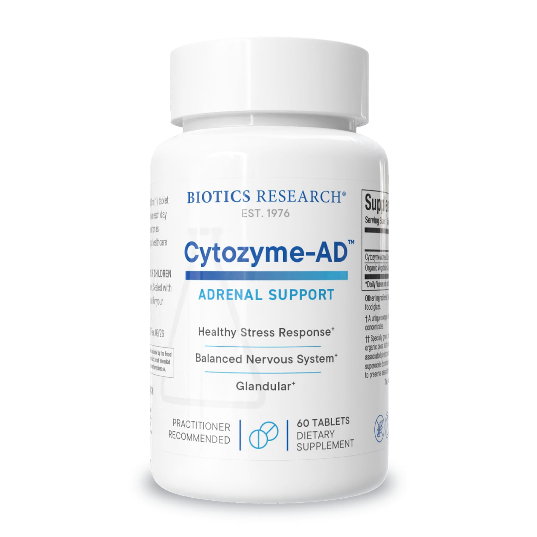 BIOTICS RESEARCH Cytozyme-AD Adrenal Support Supplement 60 Tablets 60 Count (Pack of 1)
