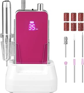 Professional Portable Nail Drill, 2-in-1 AZ GOGO 35000RPM Rechargeable Electric Cordless Nail Drills for Acrylic Gel Nails - Updated Coreless Motor Quieter, High Efficiency for Salon Level Pro E-File
