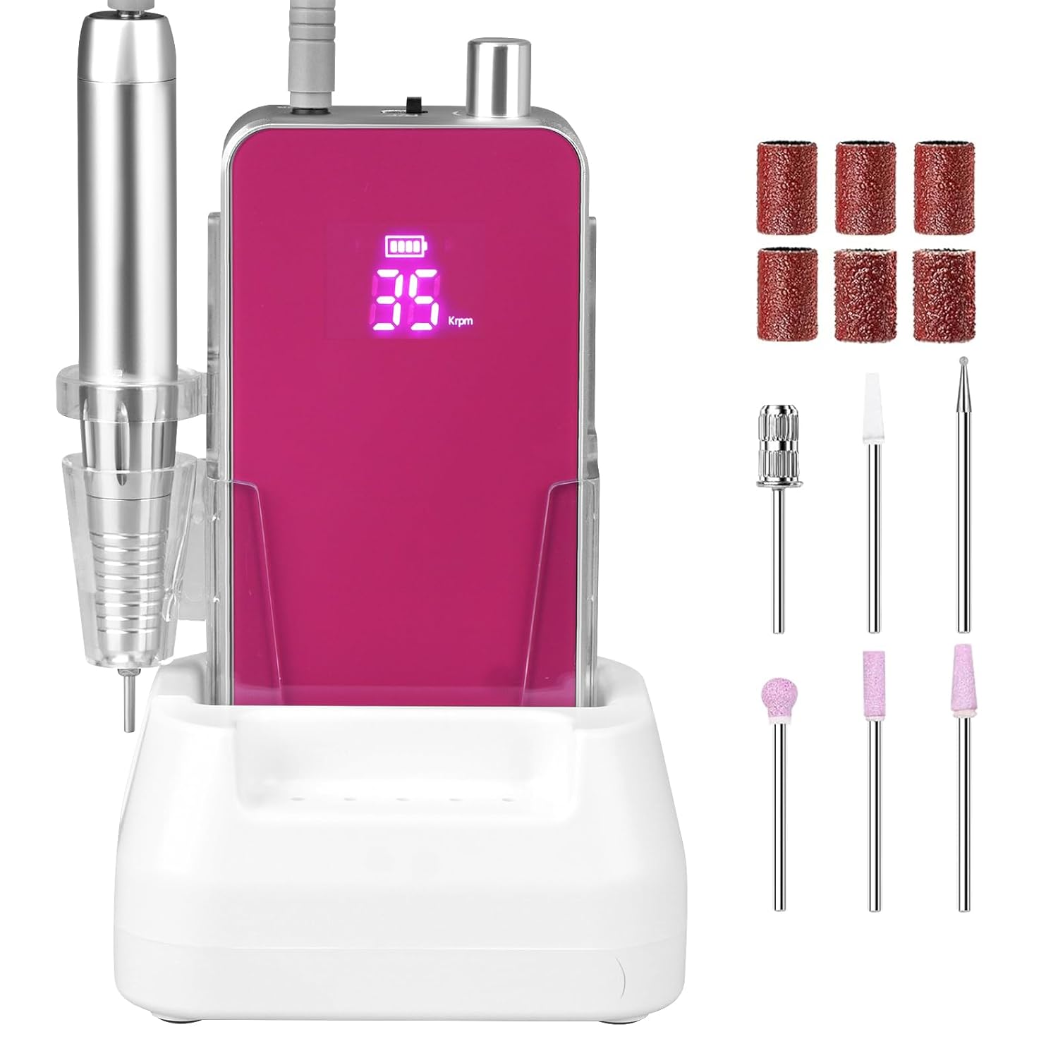 Professional Portable Nail Drill, 2-in-1 AZ GOGO 35000RPM Rechargeable Electric Cordless Nail Drills for Acrylic Gel Nails - Updated Coreless Motor Quieter, High Efficiency for Salon Level Pro E-File