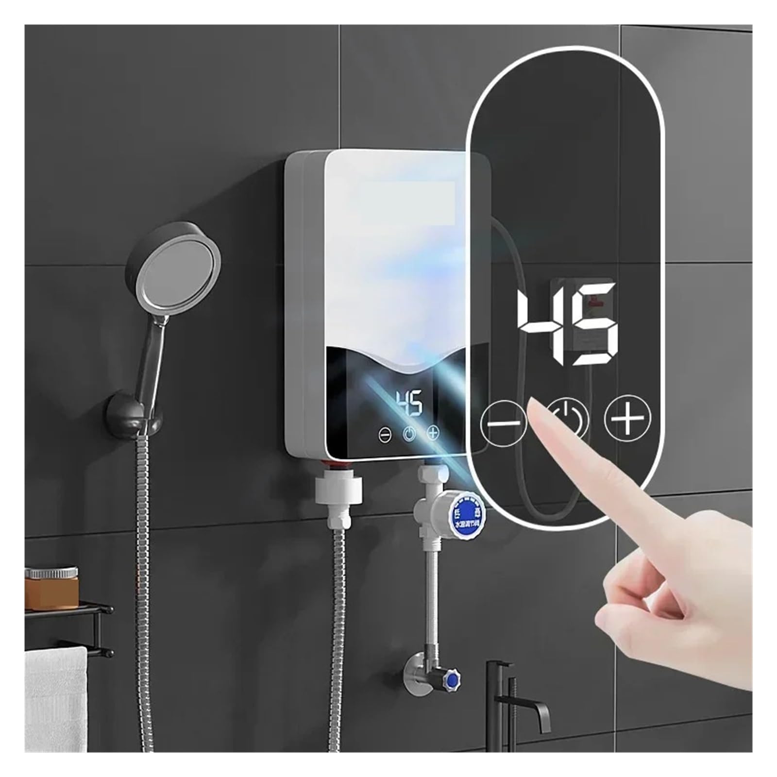 Scaldabagno Istantaneo Senza Serbatoio For Bagno, Scaldacqua Elettrico Istantaneo Da 5,5 KW Con Protezione Automodulante E Surriscaldamento riscaldare rapidamente