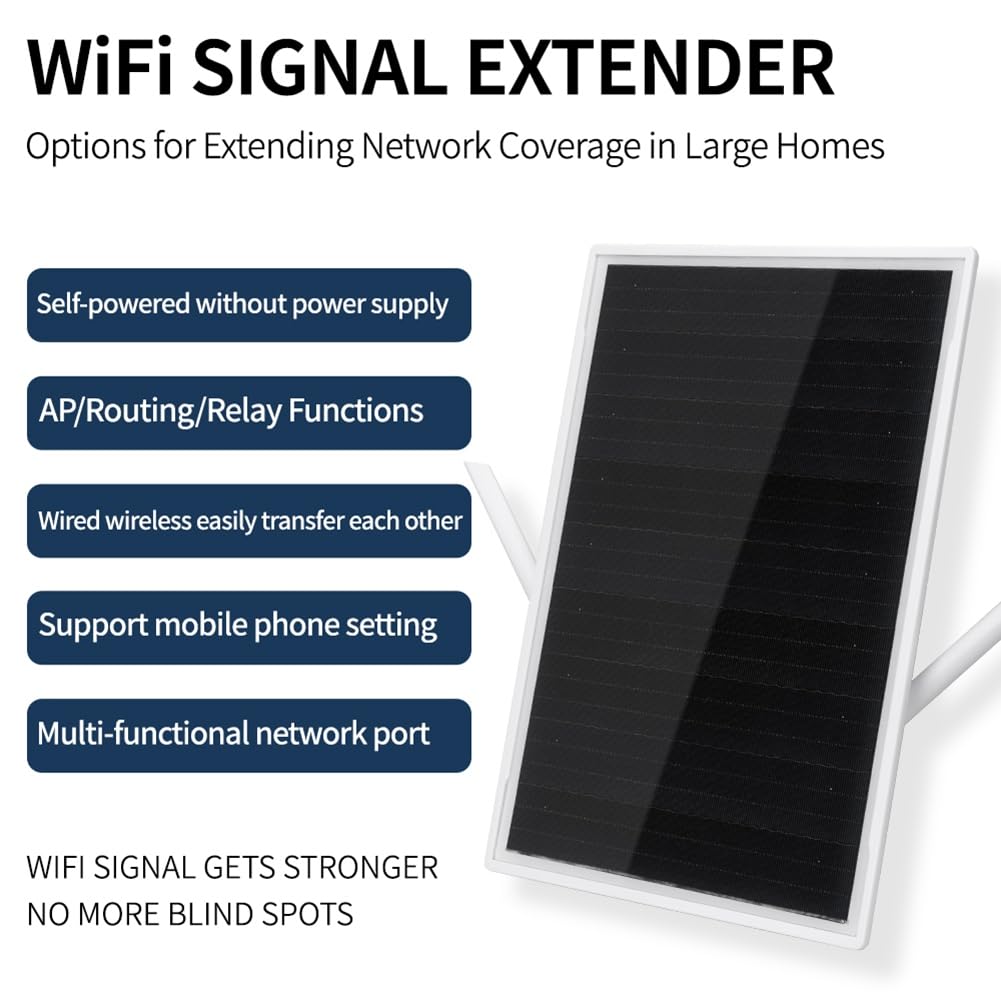 Extensor de Rango WiFi con Energía Solar de 5 V, Repetidor WiFi con Batería 18650 Incorporada, Amplificador Inalámbrico 4G, Enrutador Solar IP66