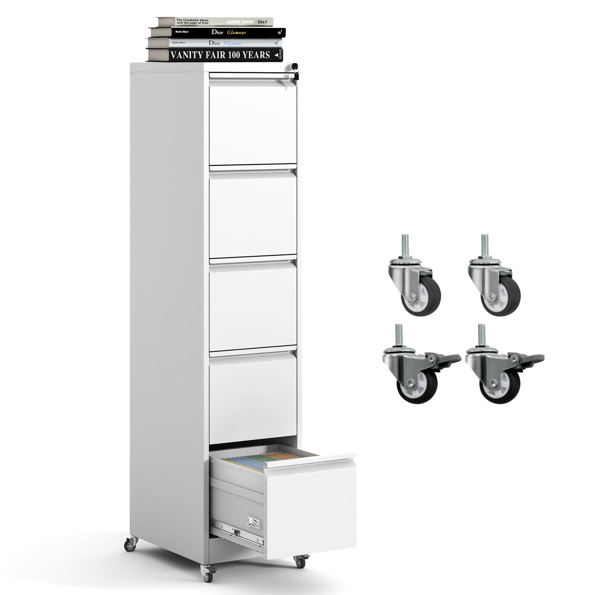 BIZOEIRON 5 Drawer Mobile File Cabinet