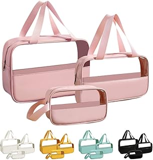 Toiletry Bag for Women Clear Travel Toiletry Bag Travel Makeup Bag Hanging Toiletry Bag for Men Toiletry Bags for Traveling Women Travel Bag for Toiletries Transparent Set(pink)