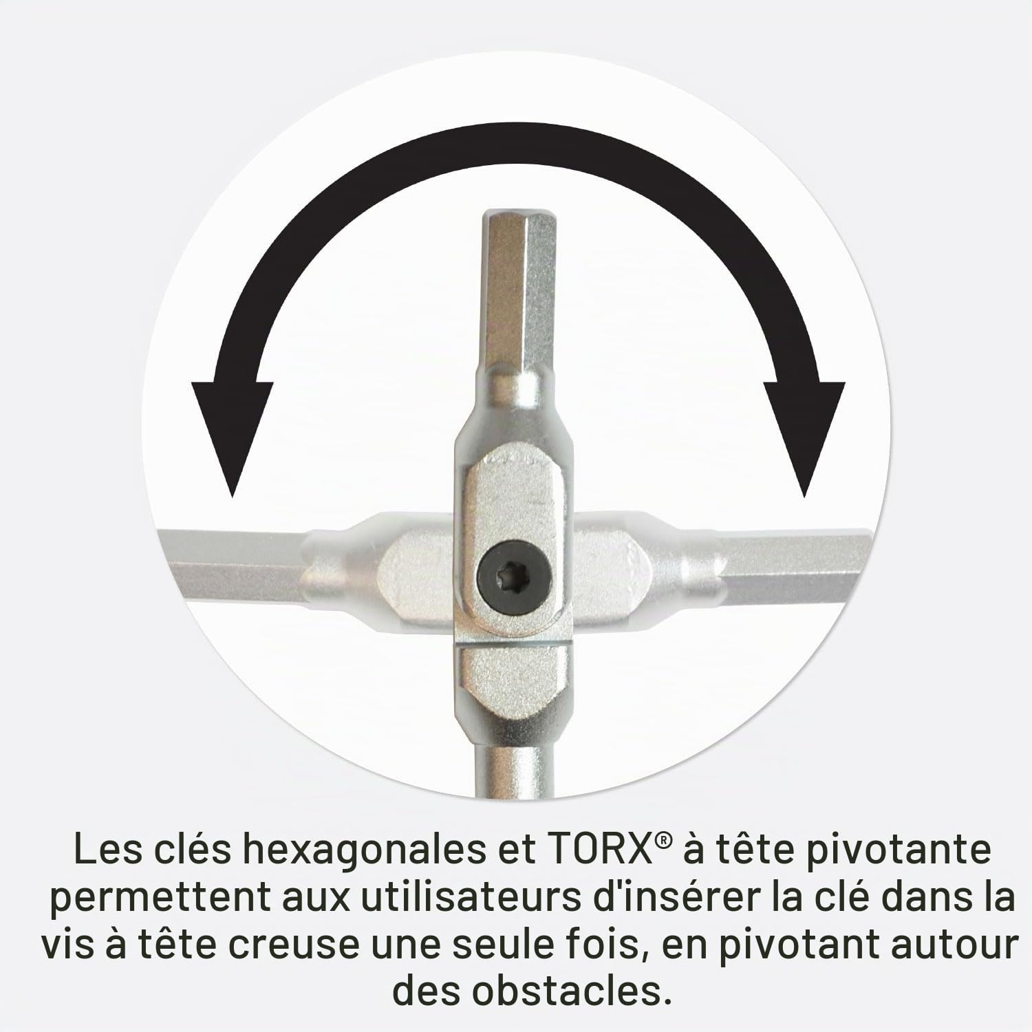 Bondhus K10 HEX-PRO, jeu de clés à tête pivotante tailles incluses : 6 pièces de 3, 4, 5, 6, 8 et 10 mm