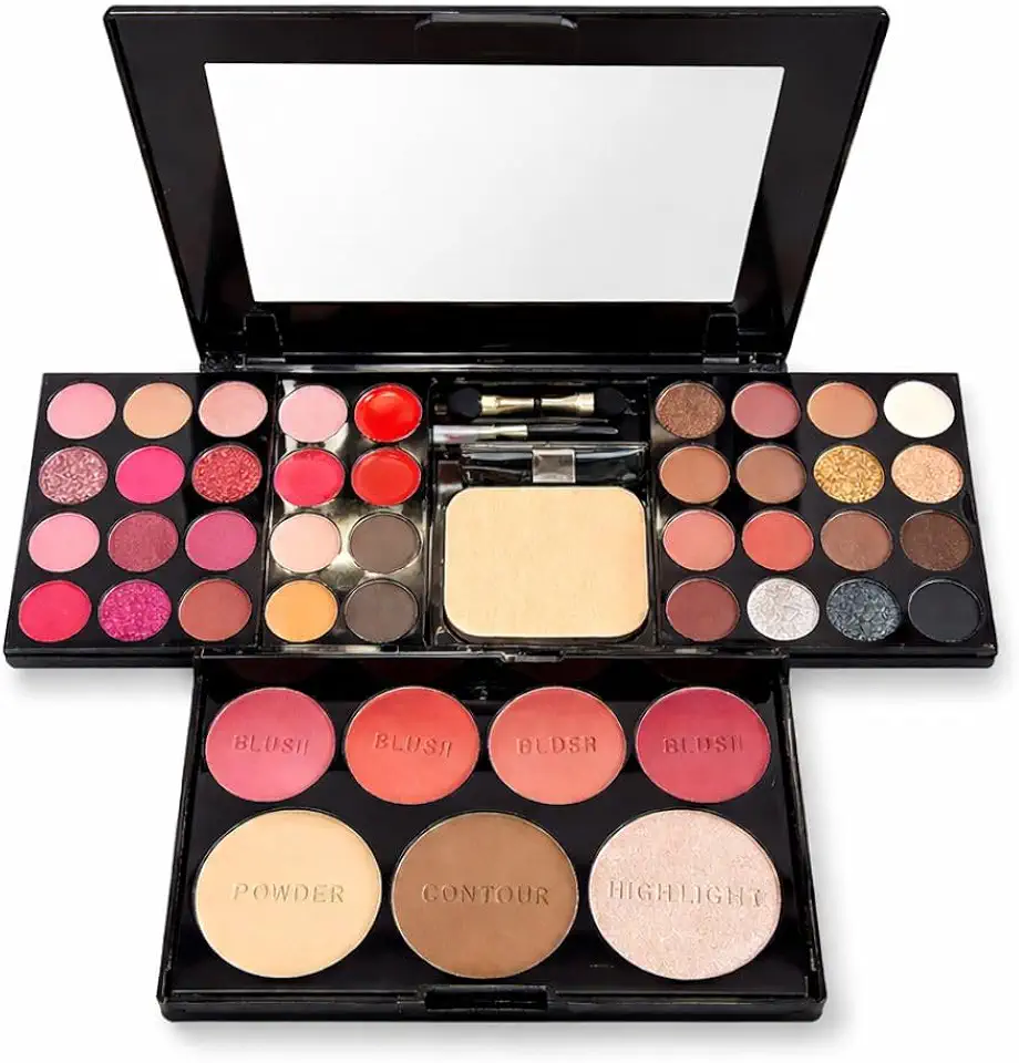 Kit Maquiagem Completo Profissional Sarah’s Beauty Joy – Paleta com 24 Sombras Matte, Glitter e Cintilantes + Blush, Contorno, Iluminador e Pincéis | Alta Pigmentação e Longa Duração