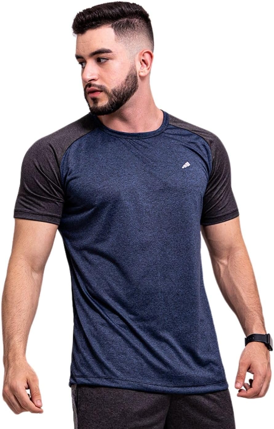 Kit 4 Camisetas Dry Fit Raglan Masculina Manga Curta Academia Gola Redonda Slim