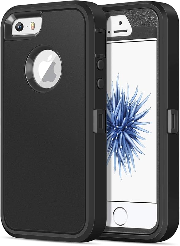 Jelanry for iPhone 5/5S/SE 1st Generation 2016 Rugged Shockproof Case Black | Heavy Duty & Dustproof Drop Protection Dual-Layer Protective Back Cover, Anti-Scratch Non-slip Bumper Matte Armor Phone Cases