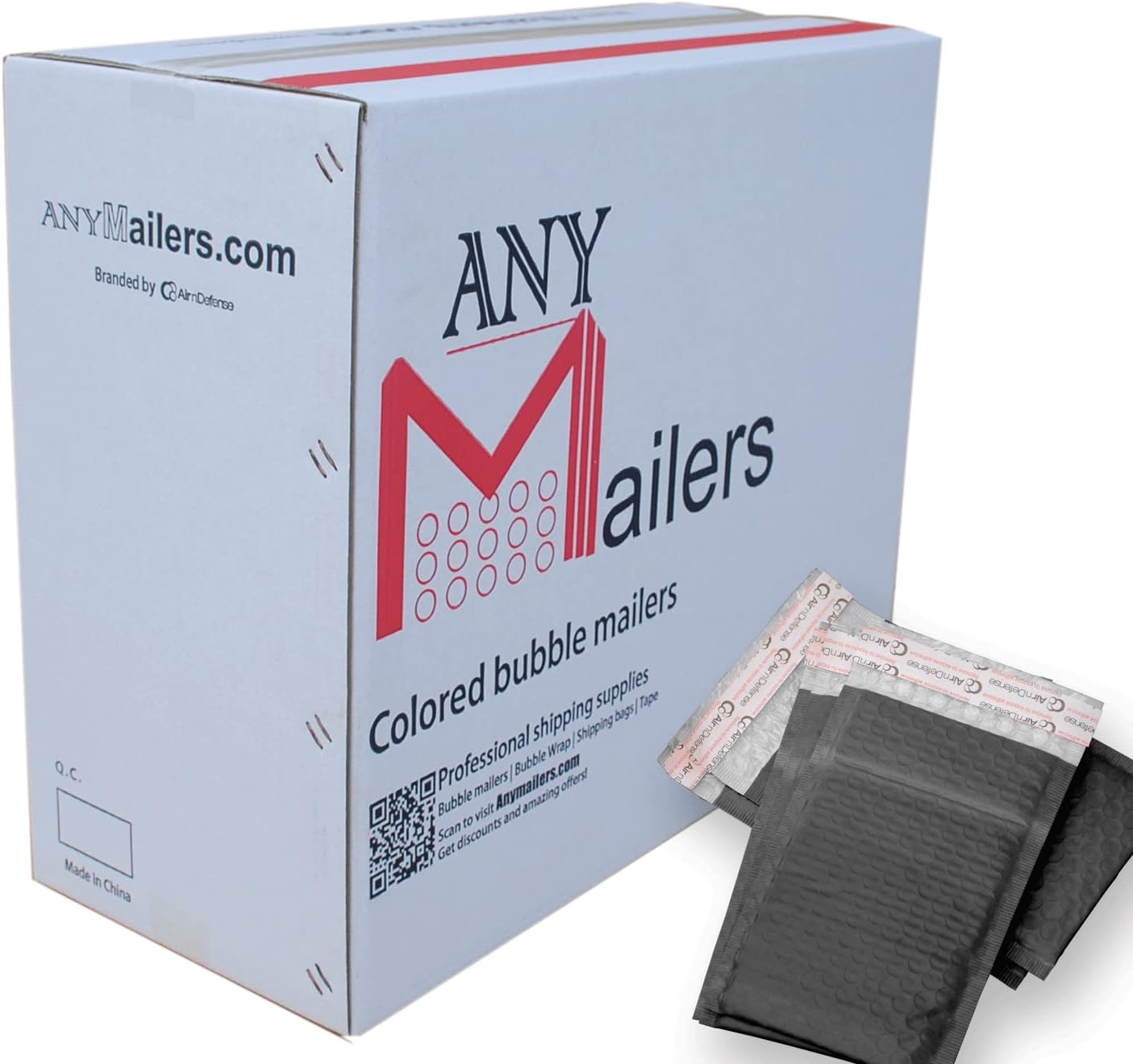 AirnDefense 500 pcs #0 6.5X10" Black Shipping Padded Envelope - Poly Bubble Mailers (Pack of 500)