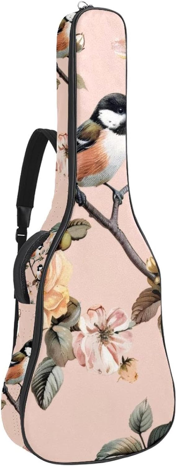 Acoustic Guitar Bag, 40 41 42 Inch Guitar Case Cover Soft Guitar Gig Bag for Acoustic Electric Bass Classical Guitar, Birds and Tree