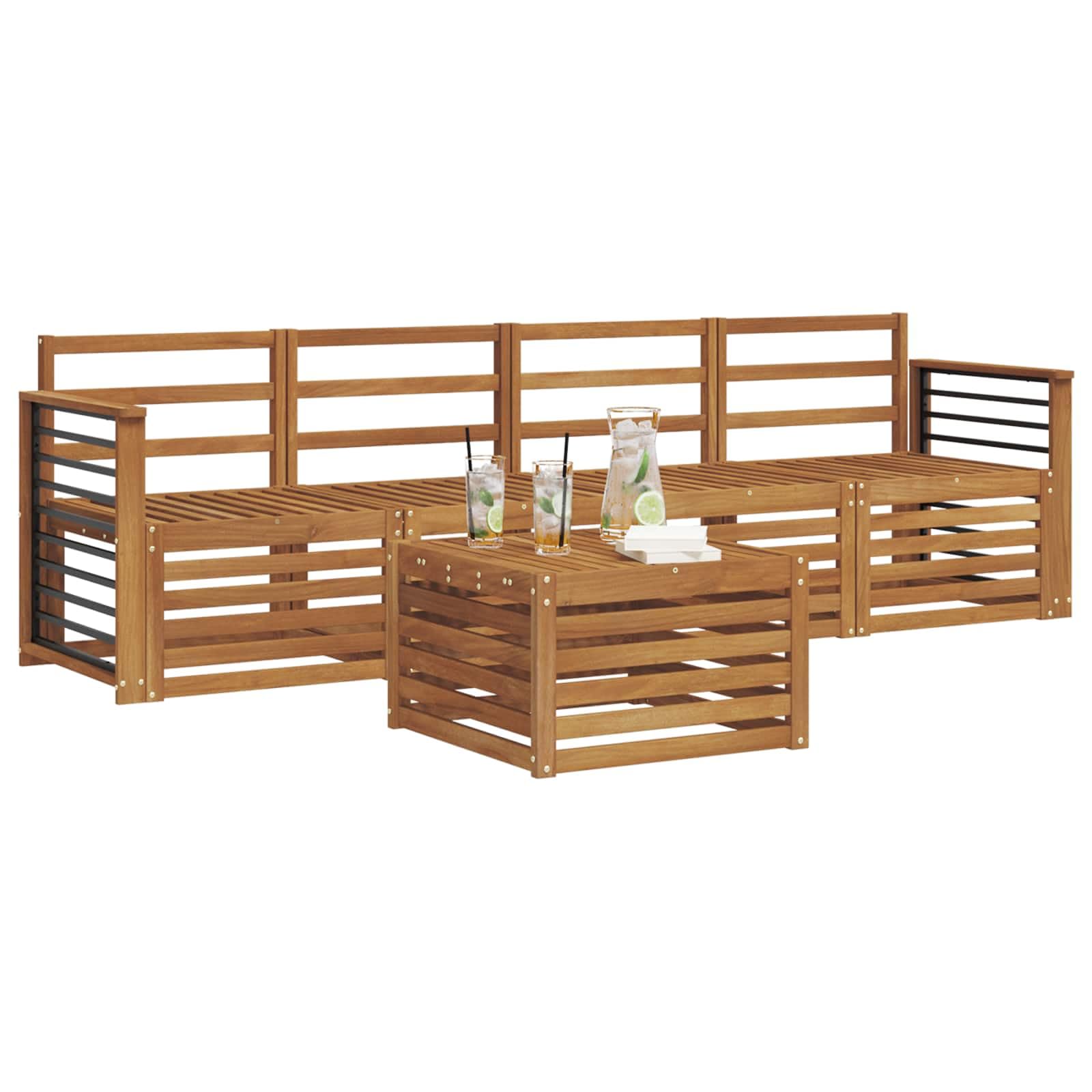 Gartengarnitur Akazienholz Natur Massivholz Möbelset für Terrasse Balkon und Garten wetterfestes Design mit modularen Sofas und Tisch für gemütliche Outdoor-Einrichtung