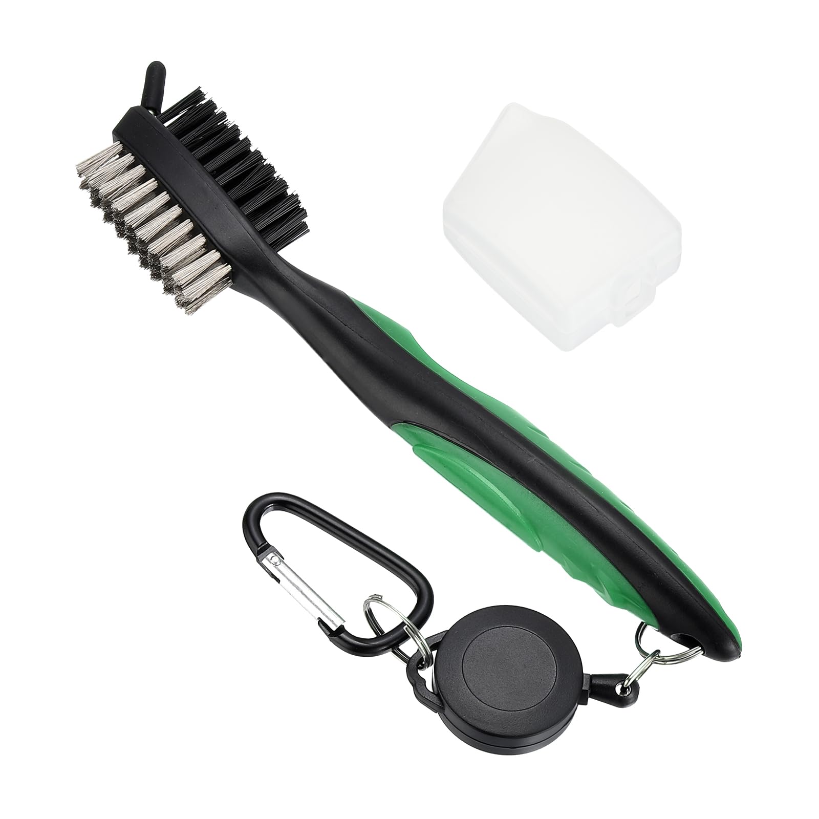 PATIKIL Golf Club Brush with 2.75 Ft Retractable Zip-line, Golf Club Groove Cleaner with Cleaning Tip Nylon and Wire Bristles, Green
