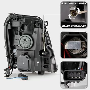 ACANII - For [HID/Xenon Model] 2007-2014 Cadillac Escalade Black Housing LED Tube DRL Projector Headlights Headlamps Set