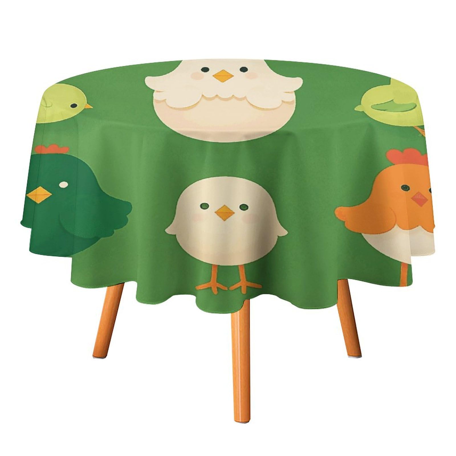 Nappe ronde lavable ambiance ferme pour repas de vacances en famille