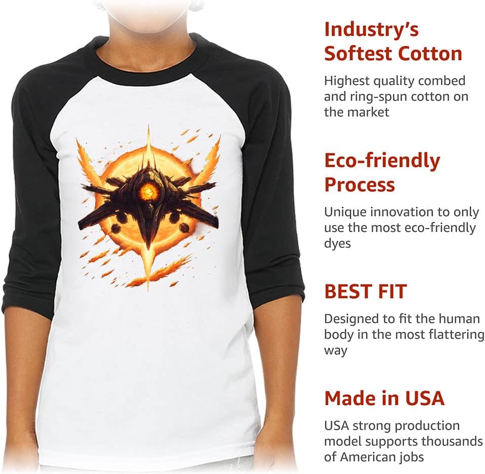 Space Graphic Kids' Baseball T-Shirt - Ship 3/4 Sleeve T-Shirt - Fantasy Baseball Tee