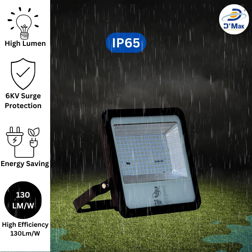 D'Mak Aluminium 150 Watt Waterproof Slim Led Flood Light for Outdoor Purposes (White) 1