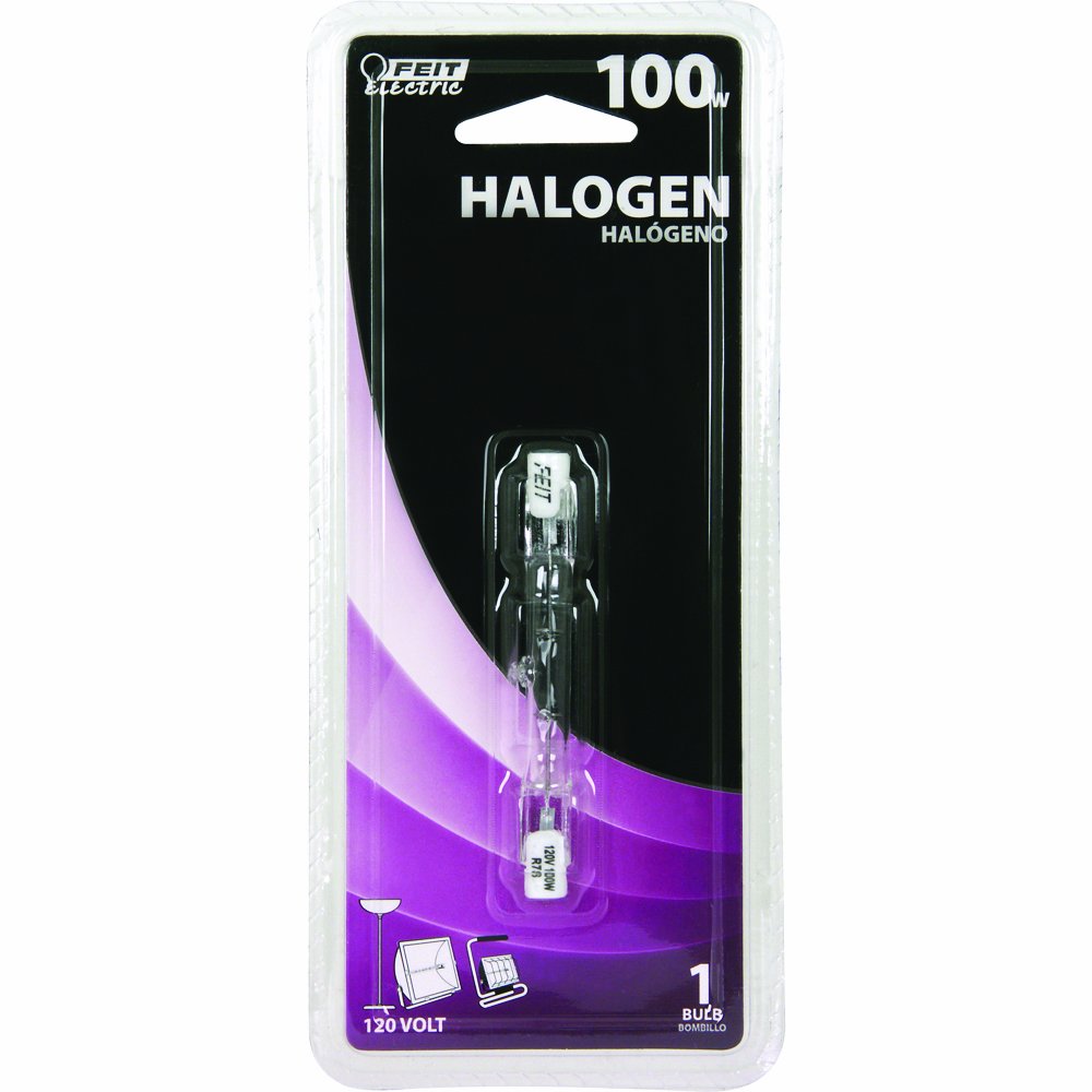 Feit Electric BPQ100T3/CL/S 100-Watt T3 Double-Ended Linear Halogen Bulb with RSC Base, Clear, 3000K Soft White, 0.375