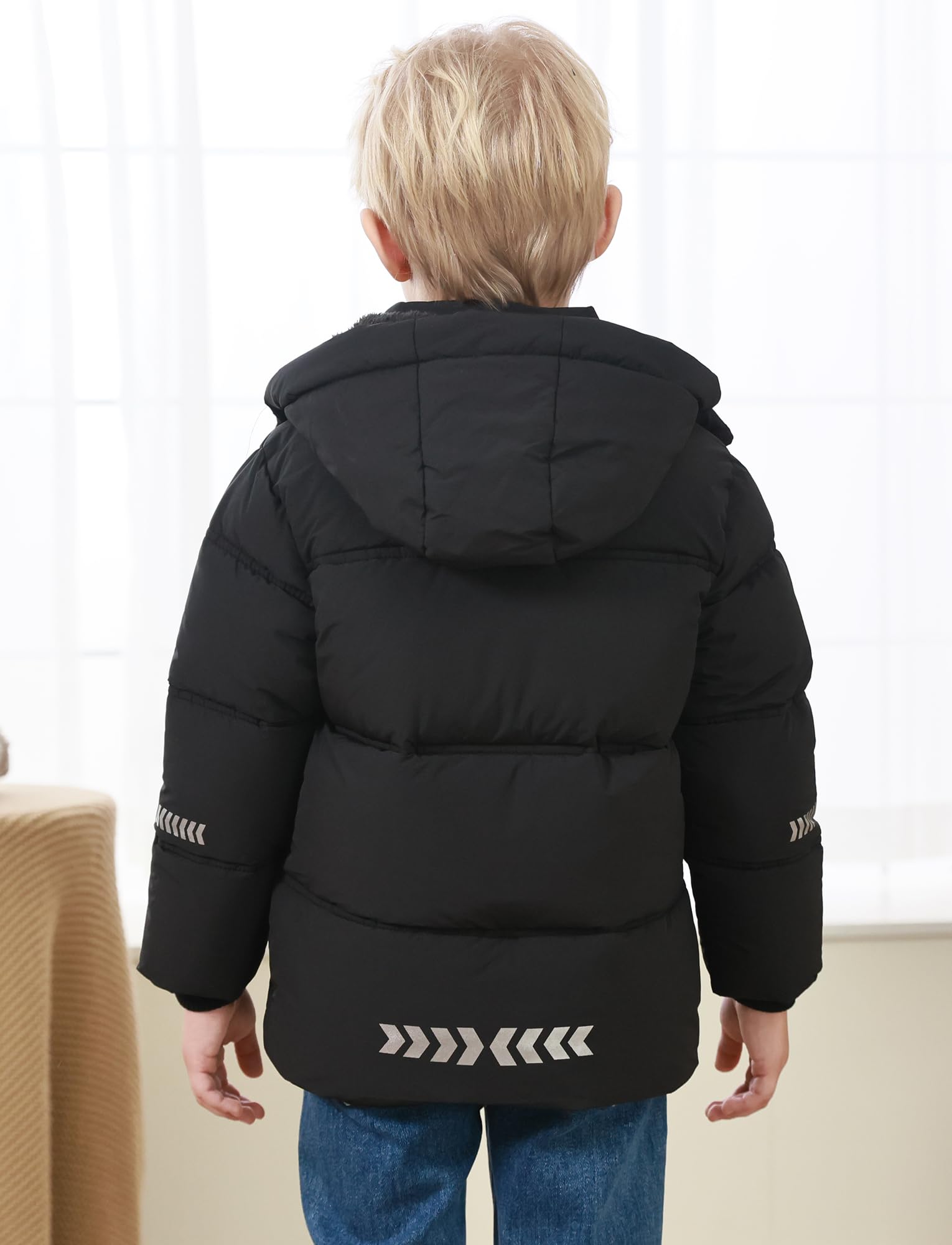 Manteau d'Hiver Enfants Garçons Doudoune Doublée en Polaire Épaisse Blouson à Capuche Coupe-Vent Veste Lourd Chaud 3-12 Ans
