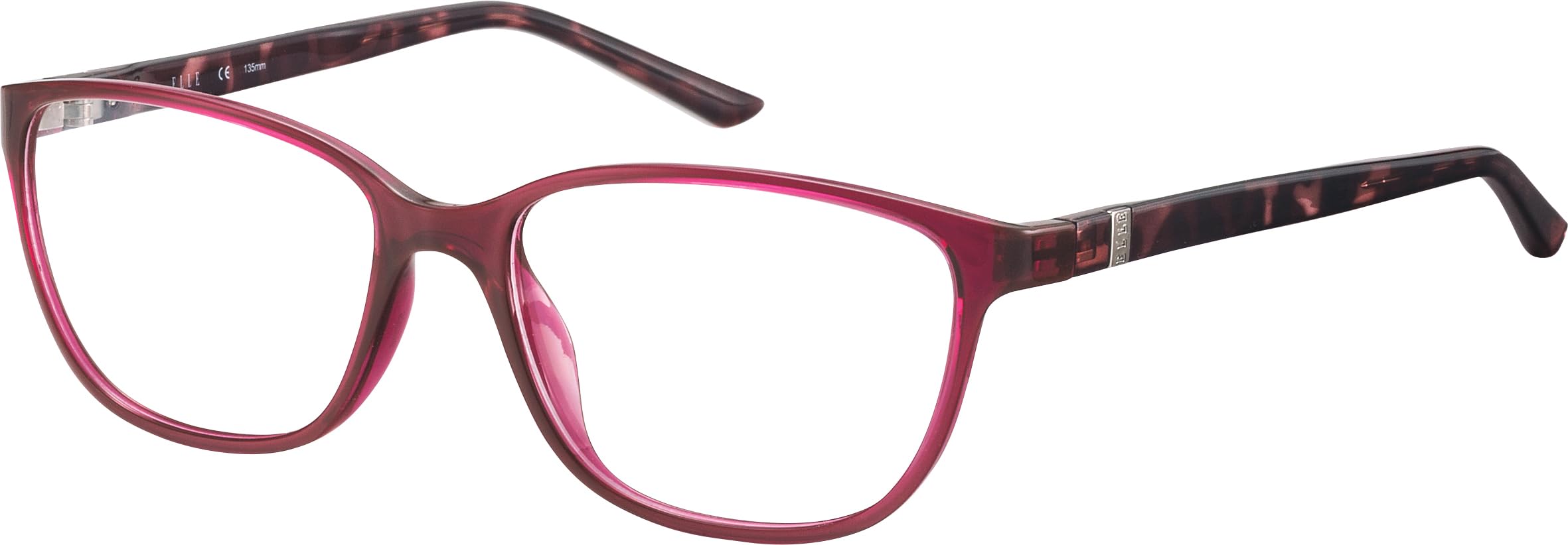 ELLE Brille mit Sehstärke für Damen optional mit Sonnenbrillentönung oder Blaulichtfilter, Quadratisch, gefertigt aus TR90 (inklusive Brillenetui)