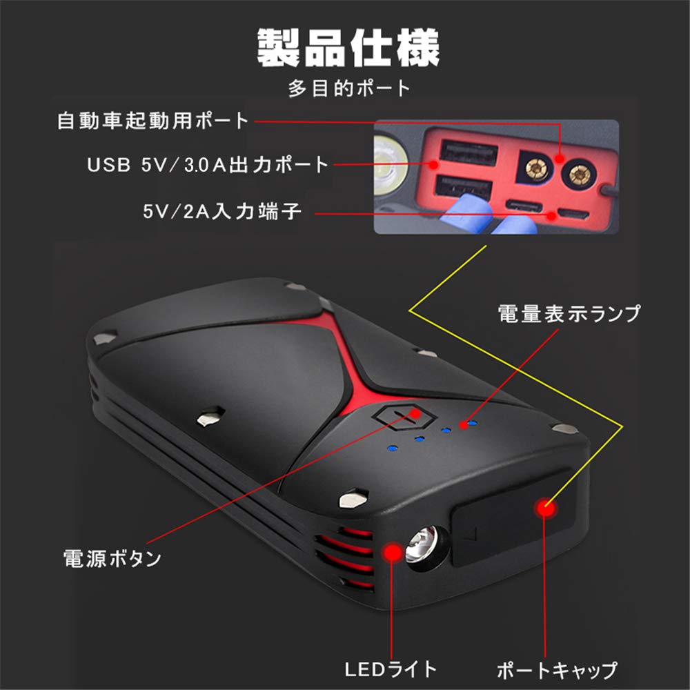 明誠 20000Ah ジャンプスターター 送料込み！ 楽天市場】ジャンプスターター 12V車用エンジンスターター 防災