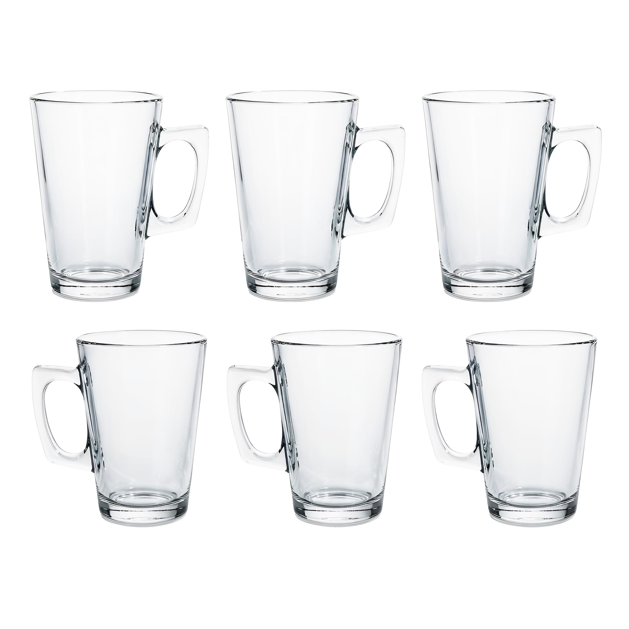 ZOPPER Latte Glasses 220ml Set of 6, Clear Glass Coffee Mugs with Handles, Stackable Cappuccino Cups for Latte, Tea, Hot Chocolate and Iced Coffee, Microwave and Dishwasher Safe