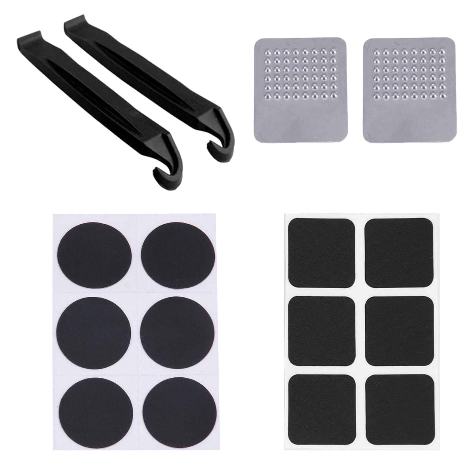Puncture Repair Kit Bike Tyre, Bike Puncture Repair Kit Contains 12 Pieces of Glueless Puncture Repair Patches, 2 Tire Levers, 2 Metal Rasp, Suitable for Mountain Bikes