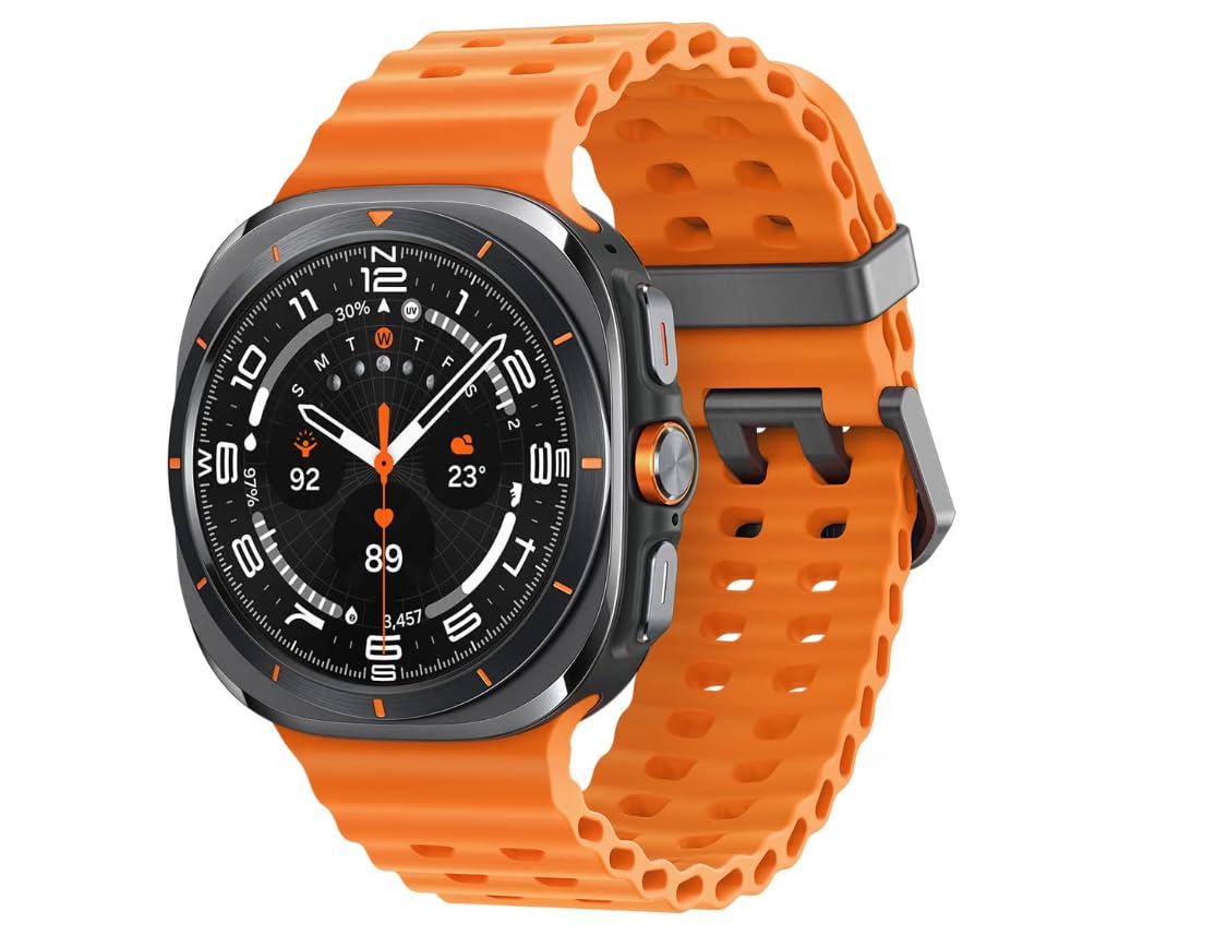 Samsung Galaxy Watch Ultra (2025) Montre Intelligente avec Galaxy AI, Montre de Fitness, Bracelet Marin, boîtier en Titane, Bouton Rapide, Double GPS, mémoire 64 Go, 47 mm, LTE, Gris Titane