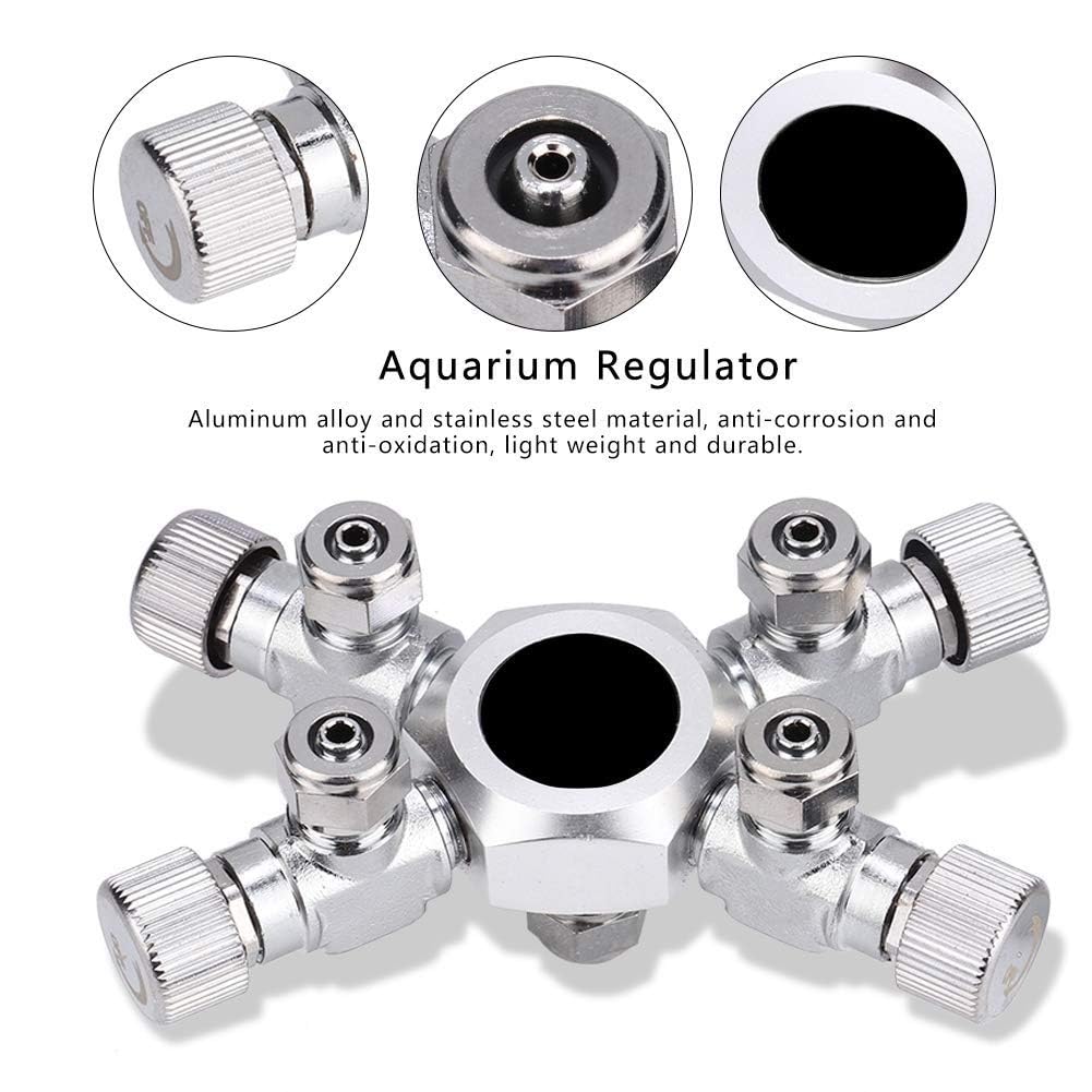 Aquarium CO2 Splitter Regler Ventil für Pflanzenaquarium - Mehrweg CO2 Verteiler mit 4 Wege Zubehör für Luftpumpen
