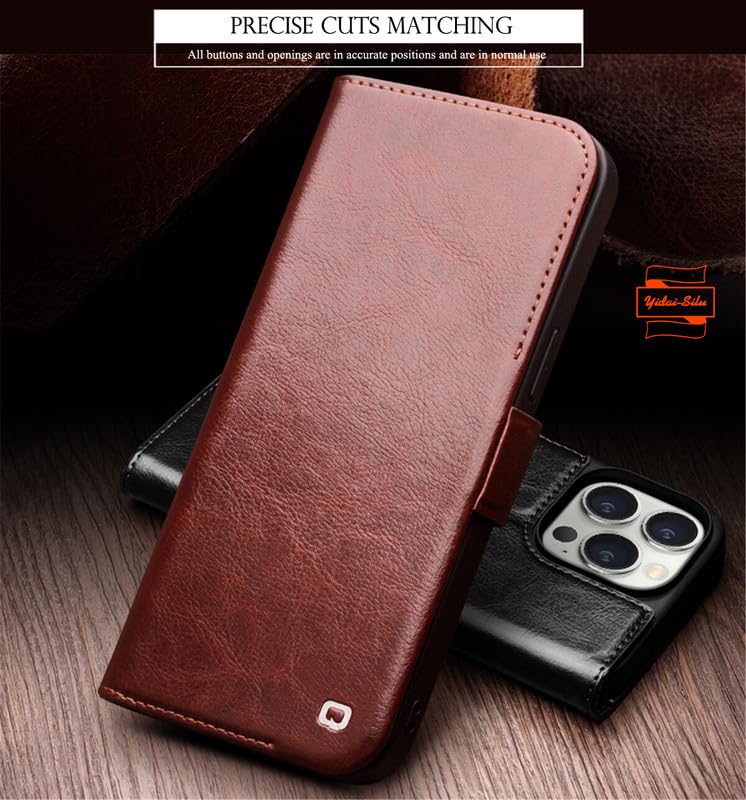 Etui na telefon iPhone 15 Plus z prawdziwej skóry, zamknięcie na magnes, funkcja stojaka, kieszeń na karty - skóra bydlęca etui ochronne odporne na uderzenia etui na telefon komórkowy Flip