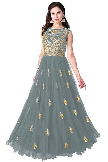 Varudi Fashion Womens Long Semi Stitched Anarkali Gown