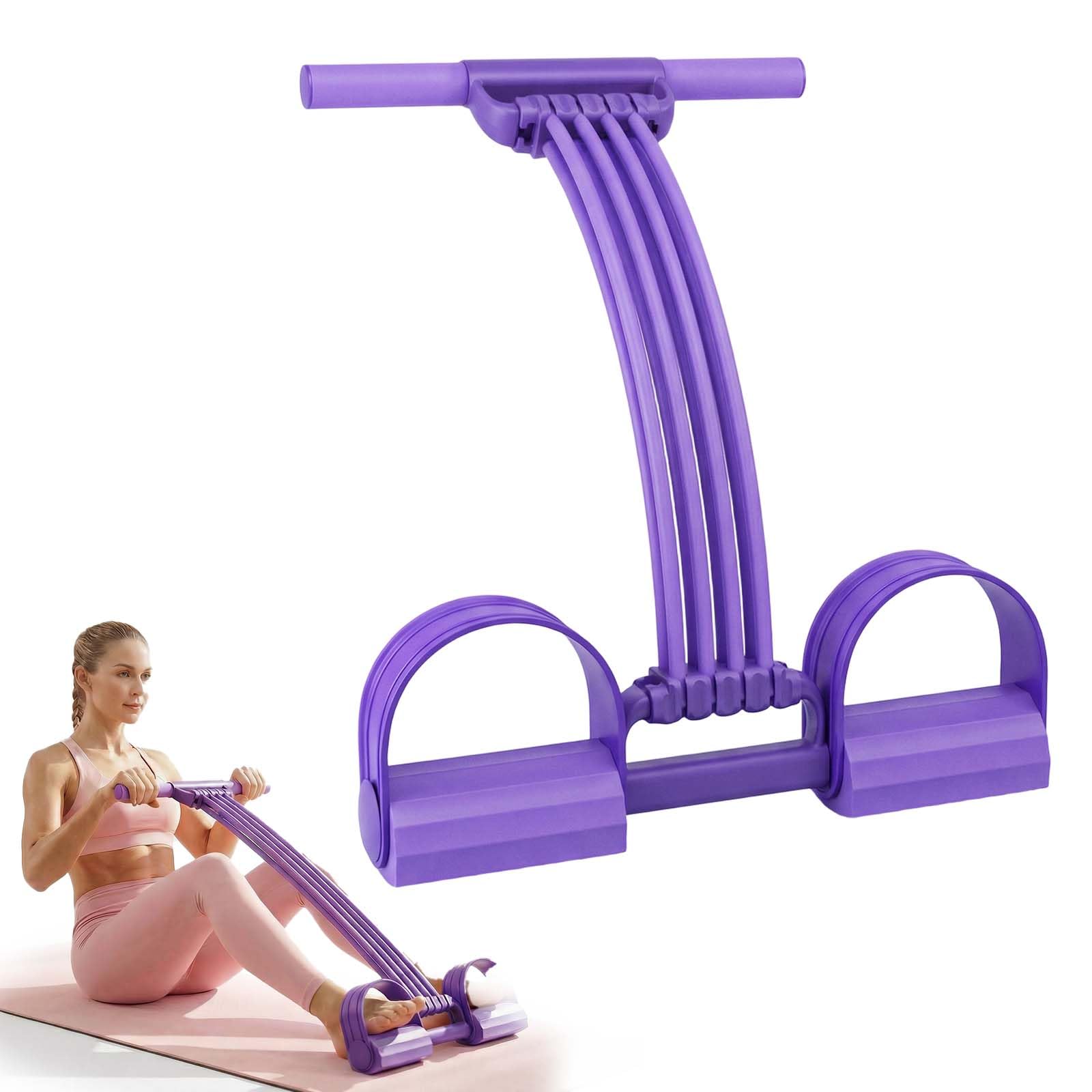 Pedal Resistance Bands with Handles, 2026 Upgrade Multifunction Elastic Fitness Band for Home Workout, Yoga, Stretching, Full Body Exercise for Arms, Legs, Waist (Purple-A)