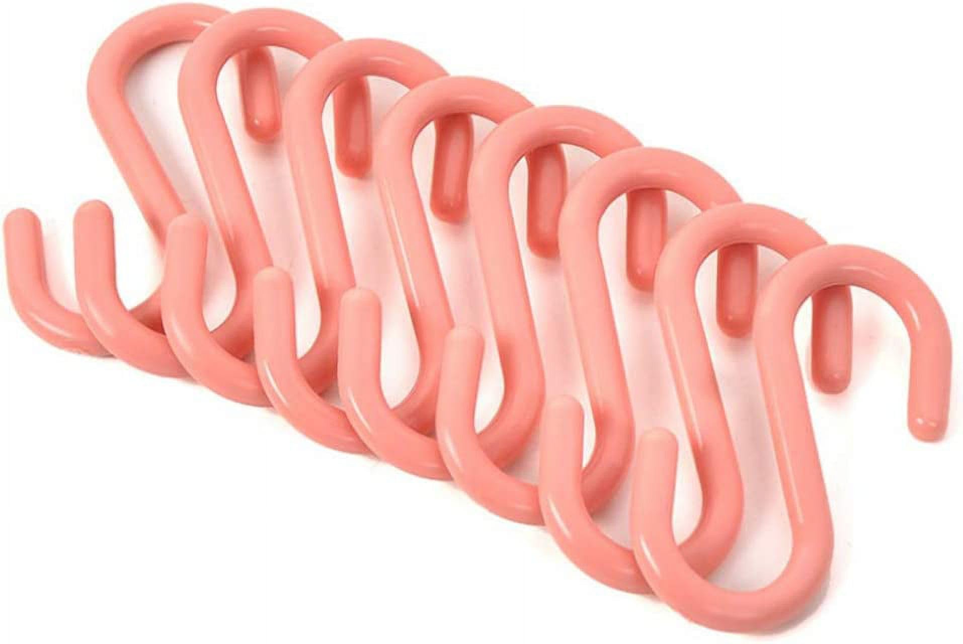 YuanHolumid8Pcs Pink S S-Shaped Hooks, Plastic Clothes Hangers Multi-Purpose Storage Racks Portable Key Holders, Durable Hanging Hooks Bathroom Organizers Home Storage Hooks