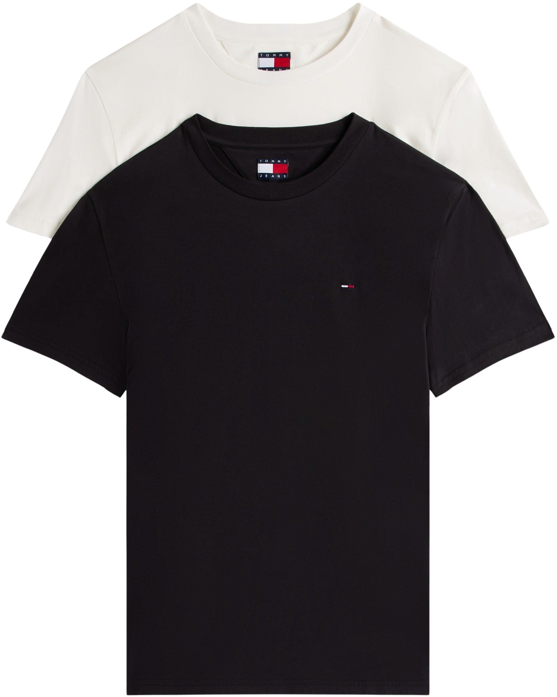 Tommy Jeans Men's TJM Xslim 2Pack Jersey Tee Ext Dm0Dm15381 Other Tops, Multi (Black/Ecru), 4XL