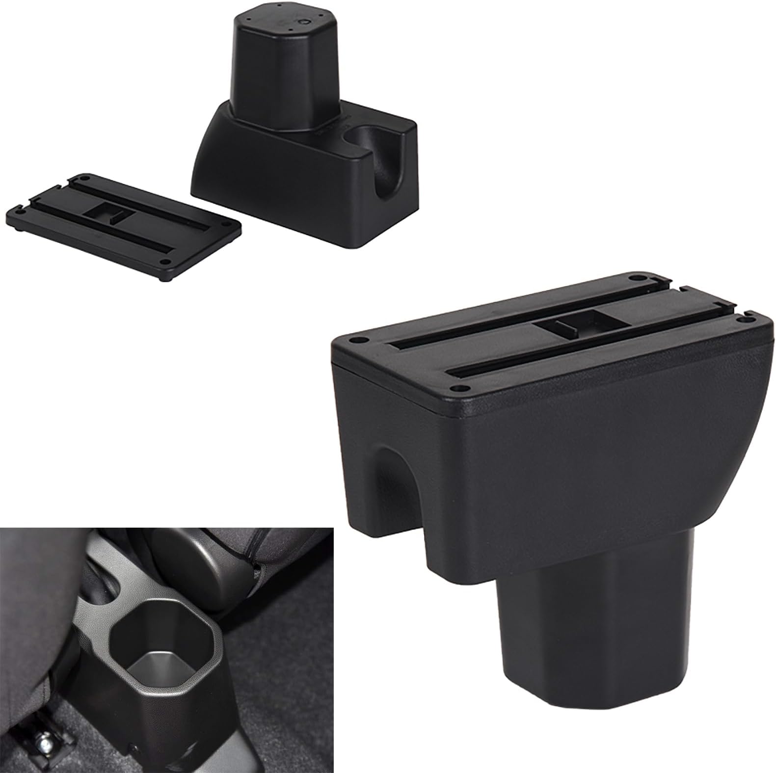 Armrest Compatible with Suzuki Ignis 2017-2025 Center Console Organizer Box Double Door Style Usable for Elbow Support （Black Style）