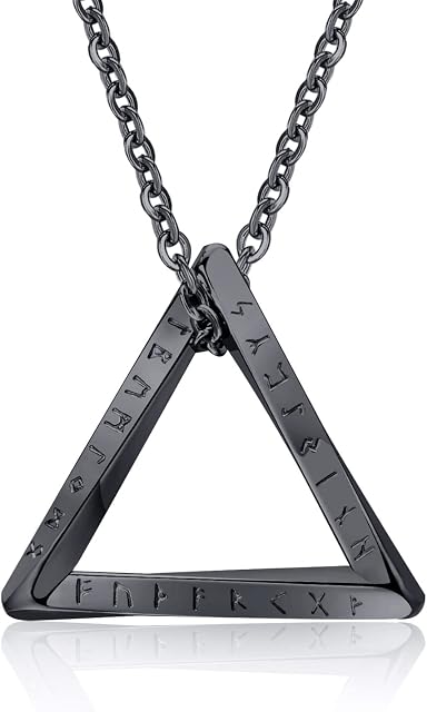 TempBeau Men Necklace Viking Mobius Pendant Triangle Necklaces Nordic Culture with 60cm Chain Stainless Steel Jewelry Gift for Mens Women Couple