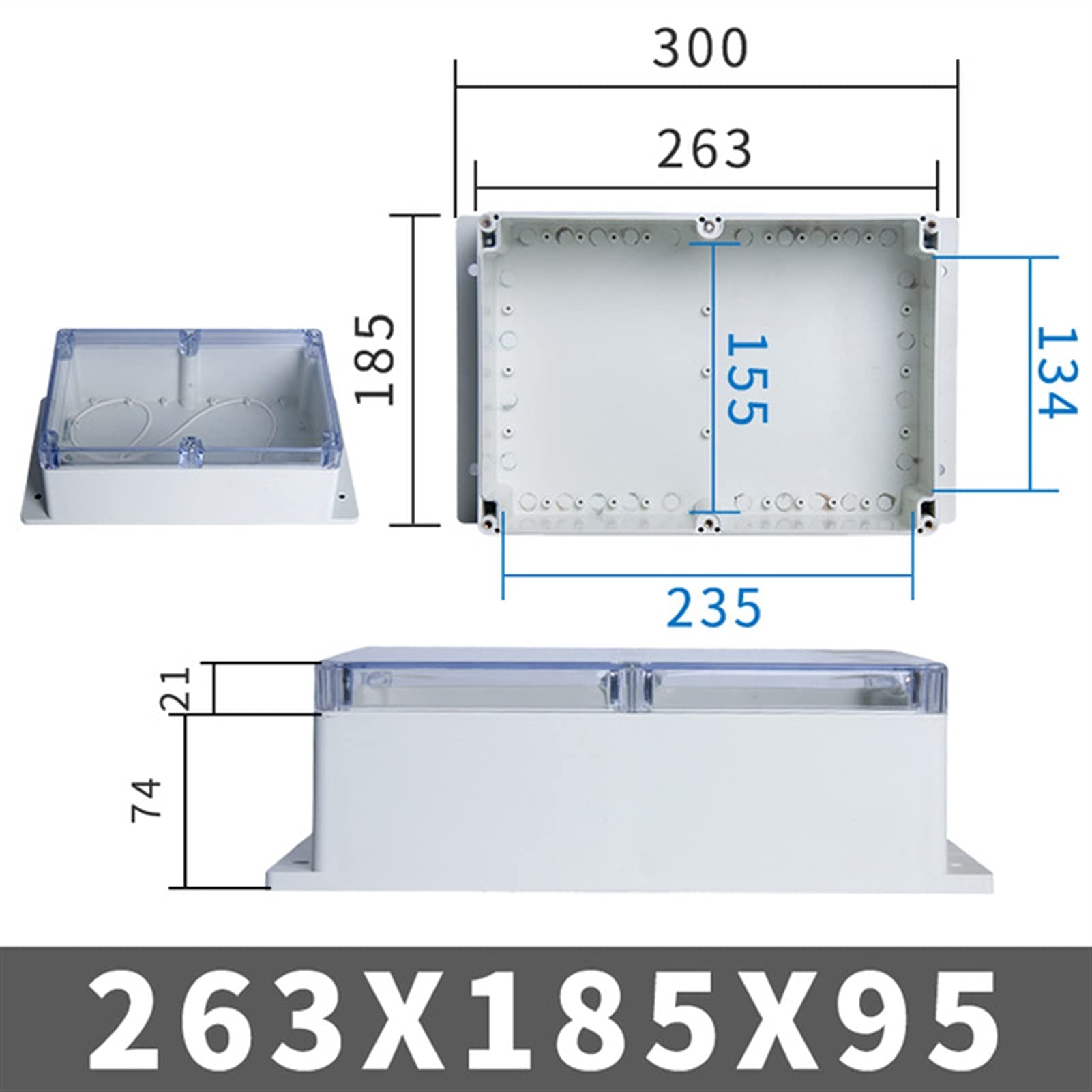 JINchao-scatola di giunzione ABS Scatola di giunzione a filo visibile, scatola integrata elettronica impermeabile involucro, IP67 TRASPARENTE Cassaforte Cassa in plastica Boxes Organizer dispositivo d