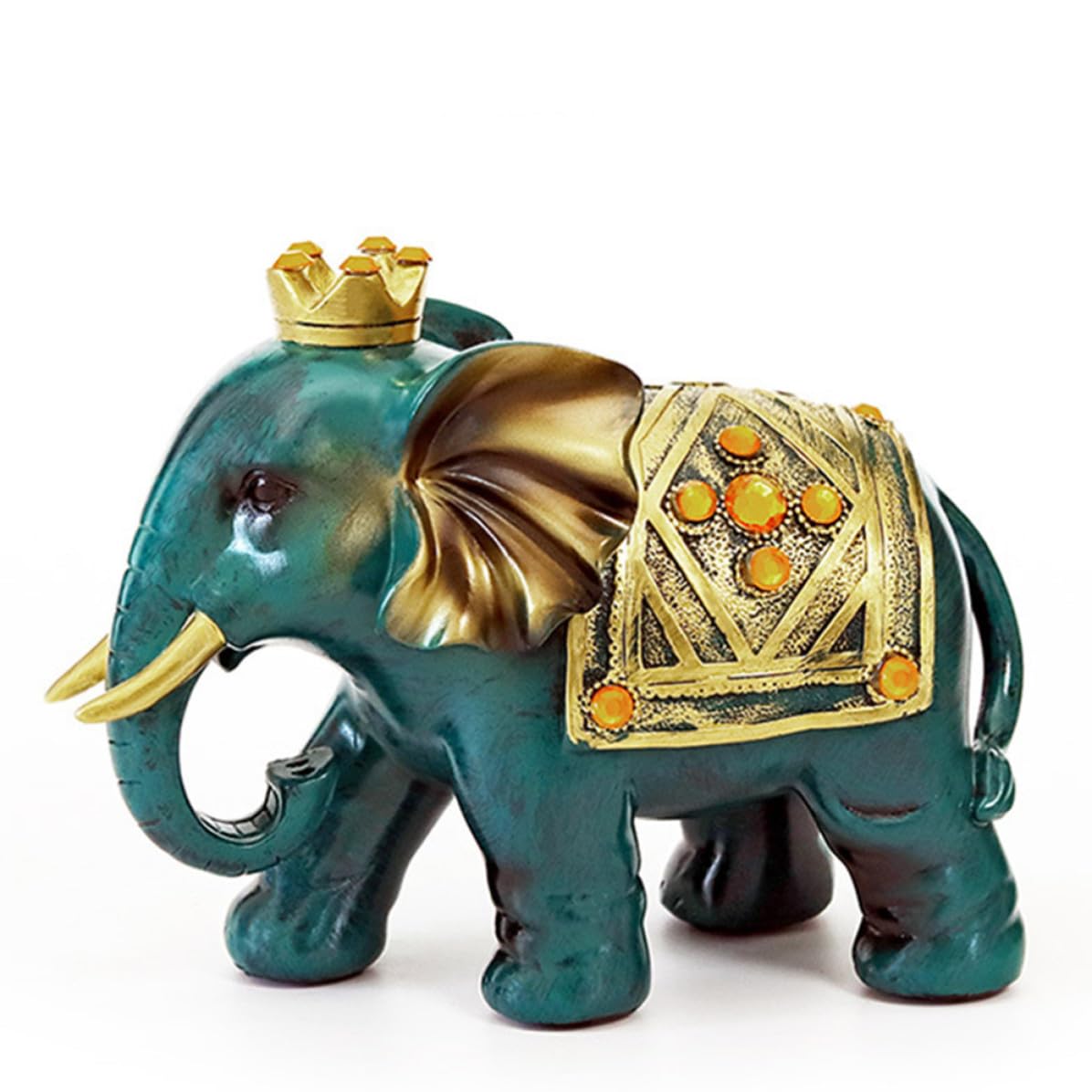 Adorno de Elefante de Resina Verde, 1 Par, Estilo Europeo