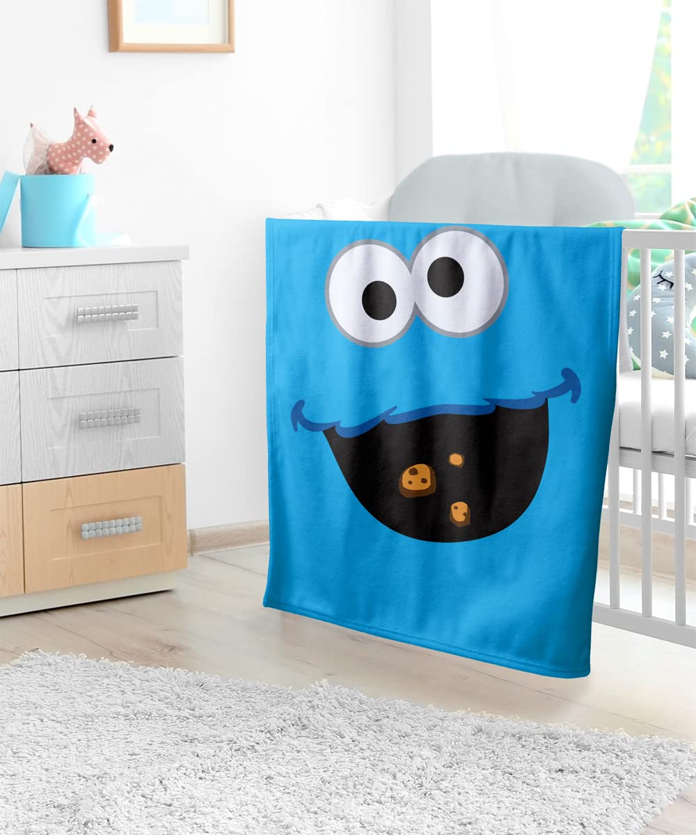 Sesame Street Fleece Baby Blanket, 30'x40', Cookie Monster Face, Unisex...