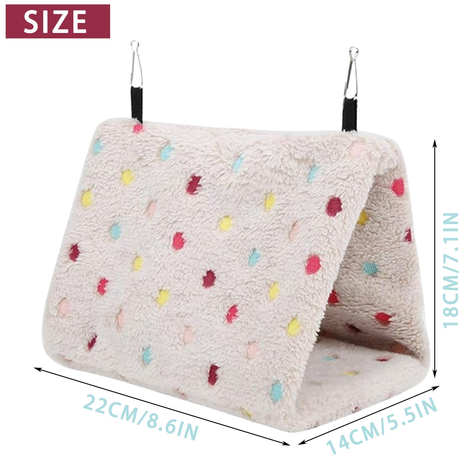 Nid D'Oiseau Hamac, Hamster Perroquet Suspendu Cage Tente, Nid d'Oiseau Chaud en Peluche, Mignon Hamac pour Animaux Doux avec Crochet, Hamac Jouet