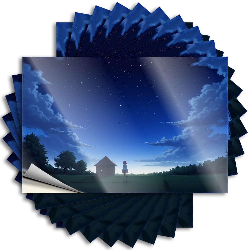 Quote Home Bar Decor | Core Bottle A Person Stands Under A Starry Sky Gazing At A Small House for Fall(8X12CM)