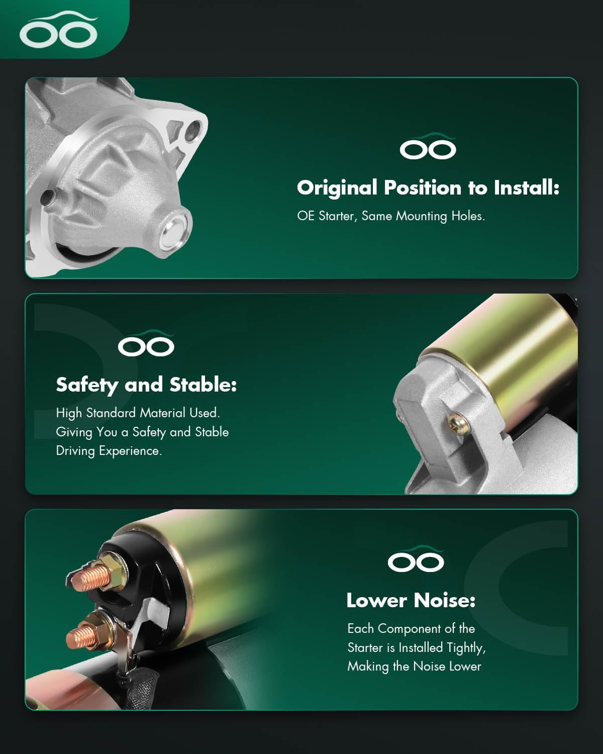 SCITOO Starter Motor fit for Asuna for Sunrunner 1992-1993,for Chevrolet for Tracker 1989-1991 1998-1999 2001-2002,for Geo for Tracker 1989-1997 Replacement Starter 1716617194