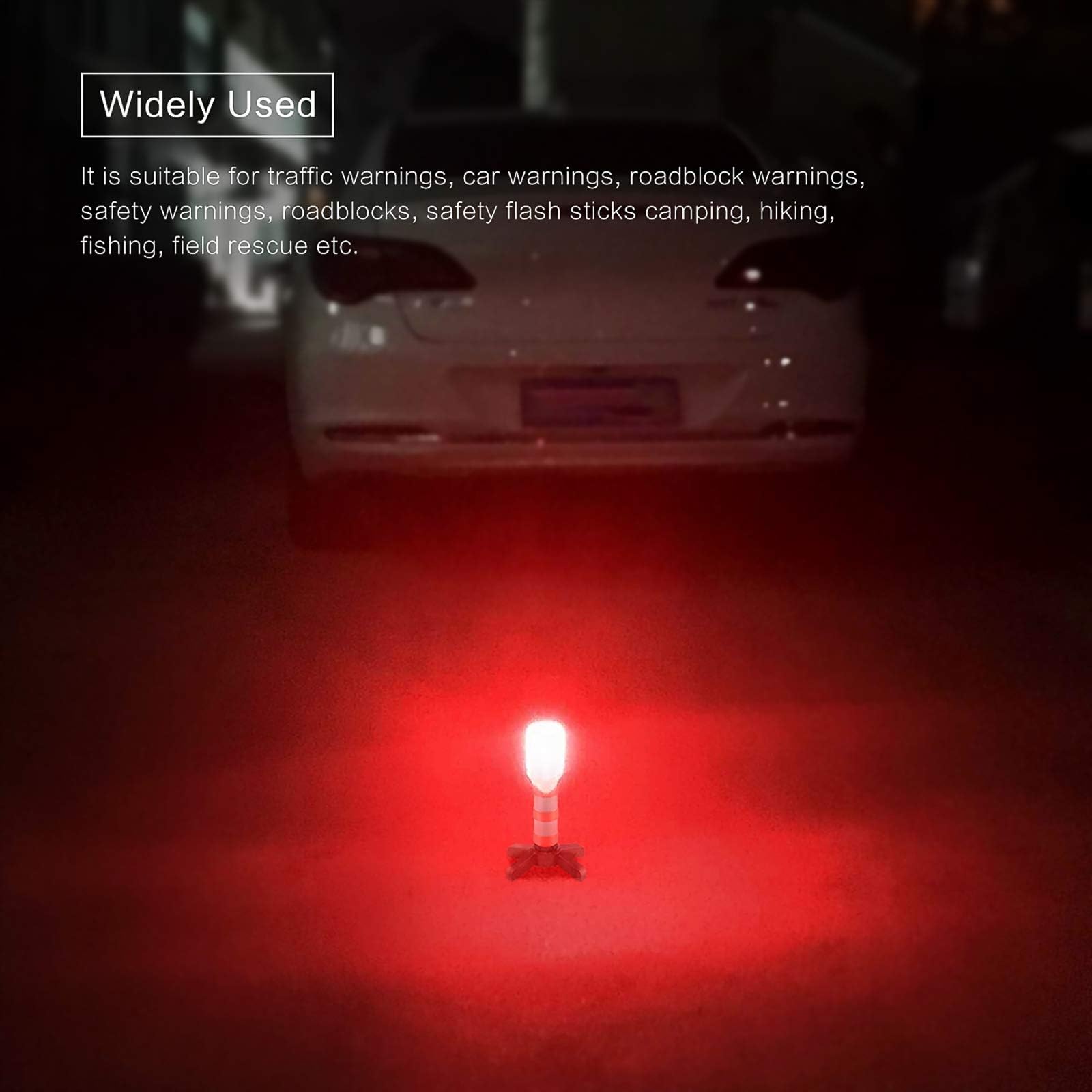 Set di luci di emergenza a LED, luce rossa per autostrada, luce di sicurezza, lampada da campeggio, alternativa al triangolo di sicurezza, 2 luci (4 pezzi)