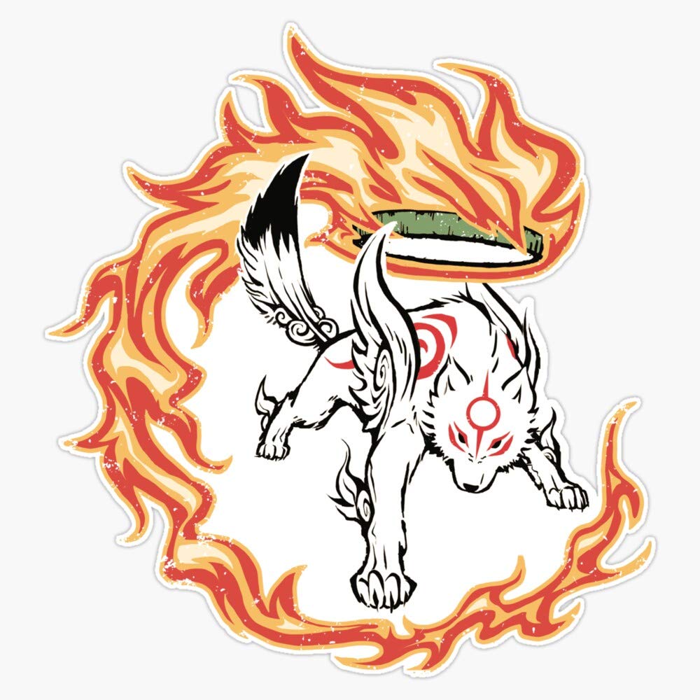 GenericOkami Wolf Textured Bumper Sticker Window Vinyl Decal 5"