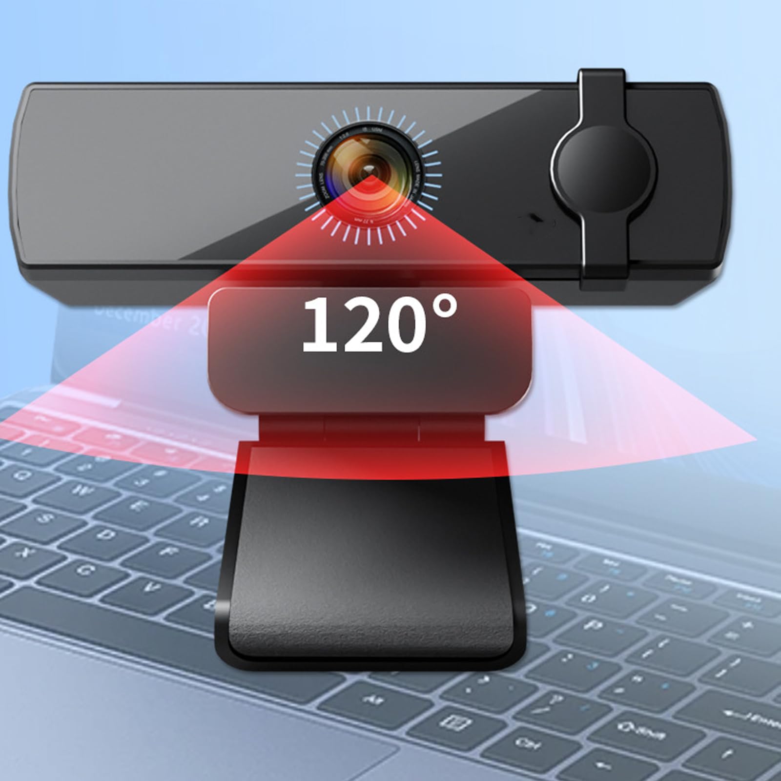 Webcam 1080P con riconoscimento facciale Messa a fuoco automatica Angolo grandangolare 120° Riduzione del rumore incorporata Microfoni USB Fotocamera per computer Supporto magnetico Plugs and Play