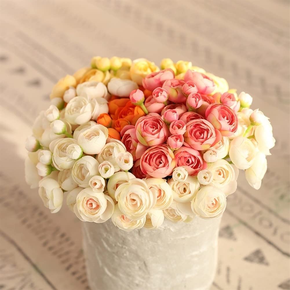 Fiori Finti minimalisti, Fiori Artificiali per centrotavola Fai da Te per Matrimoni, addii al Nubilato e Feste di Fidanzamento, Bouquet di Fiori di Loto (Arancioni)